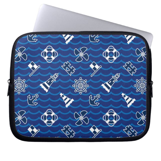 Capa Para Notebook Teste padrão de ondas náutico bonito (Frente)