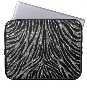 Capa Para Notebook Teste padrão de prata feminino da zebra do preto
