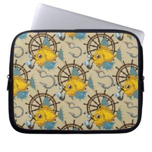 Capa Para Notebook Teste padrão do capitão de mar peixe