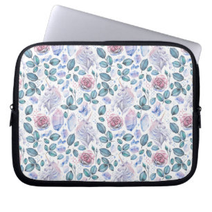 Capa Para Notebook Teste padrão dos cristais & dos rosas do unicórn