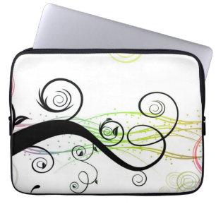 Capa Para Notebook Teste padrão espiral com folhas e círculos
