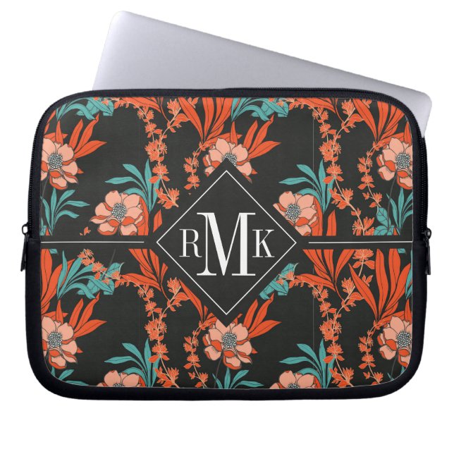 Capa Para Notebook Teste padrão floral abstrato da laranja (Frente)