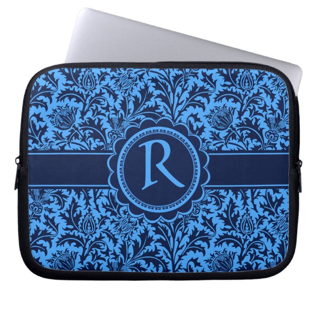 Capa Para Notebook Teste padrão floral azul elegante rico de William (Frente)