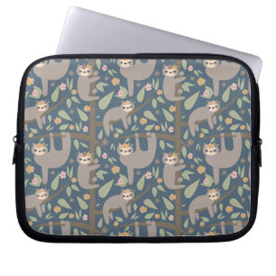 Capa Para Notebook Teste padrão floral bonito da preguiça