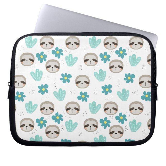 Capa Para Notebook Teste padrão floral da preguiça doce (Frente)