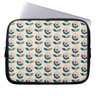 Capa Para Notebook Teste padrão floral de turquesa retro