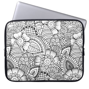Capa Para Notebook Teste padrão floral do Doodle
