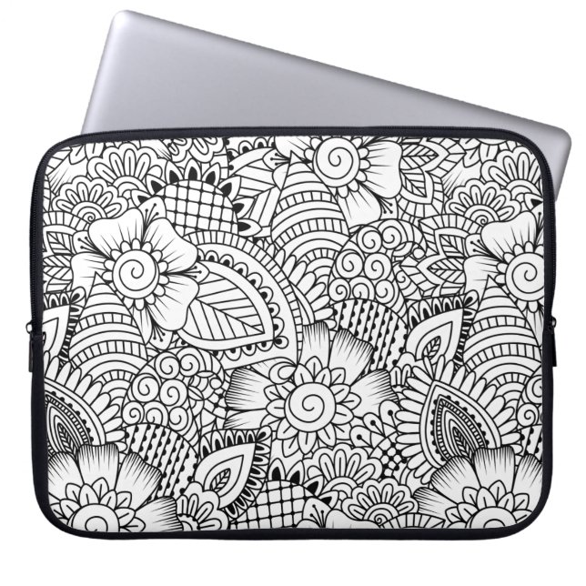 Capa Para Notebook Teste padrão floral do Doodle (Frente)