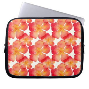 Capa Para Notebook Teste padrão floral do Oleander alaranjado