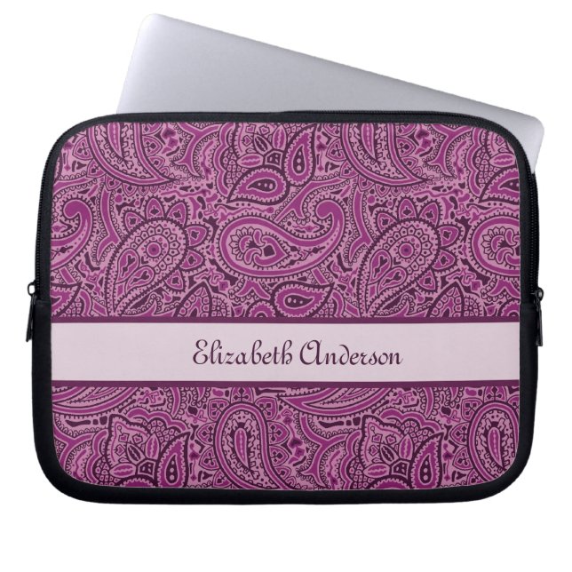 Capa Para Notebook Teste padrão floral roxo elegante de Paisley com (Frente)