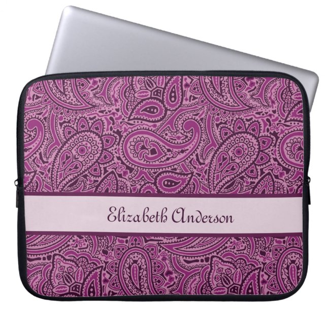 Capa Para Notebook Teste padrão floral roxo elegante de Paisley com (Frente)