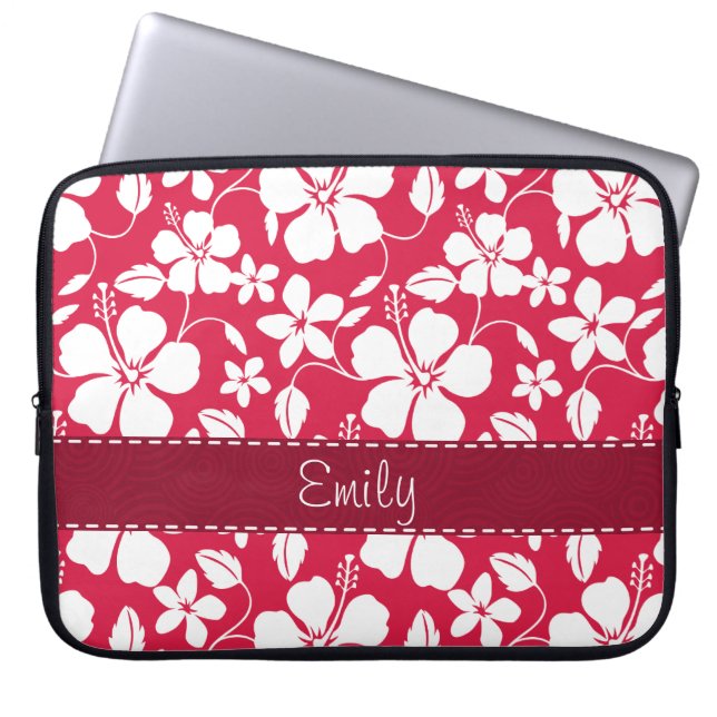 Capa Para Notebook Teste padrão floral tropical de Fuschia (Frente)