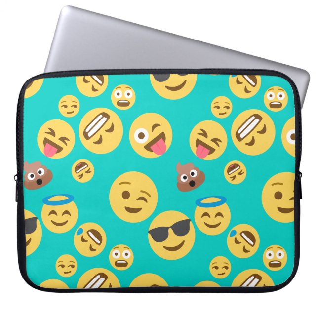 Capa Para Notebook Teste padrão louco de Emoji da cerceta (Frente)