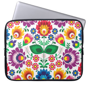 Capa Para Notebook Teste padrão popular floral polonês tradicional 