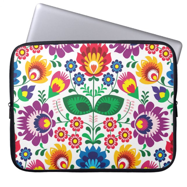 Capa Para Notebook Teste padrão popular floral polonês tradicional do (Frente)
