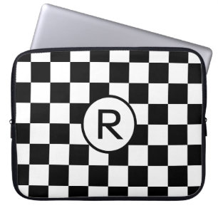 Capa Para Notebook Teste padrão preto e branco Checkered com