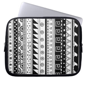 Capa Para Notebook Teste padrão tribal preto e branco
