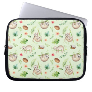 Capa Para Notebook Teste padrão tropical da preguiça do coco