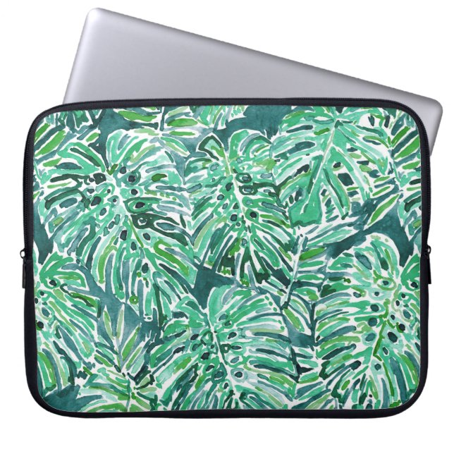 Capa Para Notebook Teste padrão tropical de Monstera do verde das (Frente)