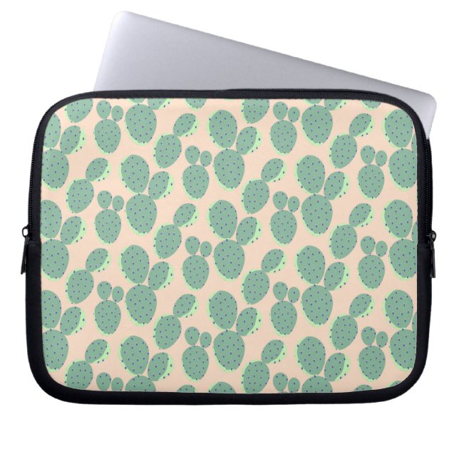 Capa Para Notebook Teste padrão verde & cor-de-rosa do cacto (Frente)