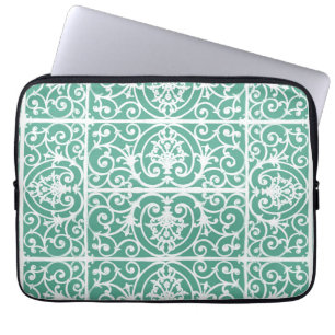 Capa Para Notebook Teste padrão verde do scrollwork da hortelã