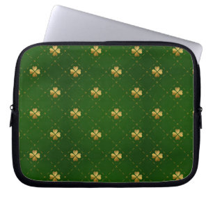 Capa Para Notebook Teste padrão verde dourado do trevo
