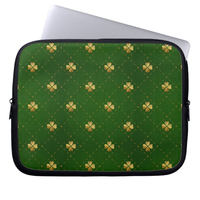 Capa Para Notebook Teste padrão verde dourado do trevo (Frente)