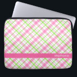 Capa Para Notebook Teste padrão verde e cor-de-rosa da xadrez<br><div class="desc">Design feminino e colorido do teste padrão da xadrez.</div>