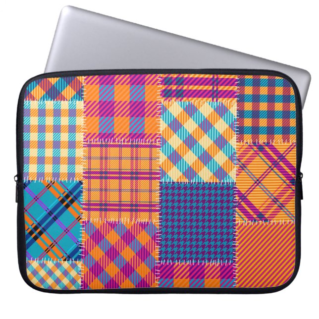 Capa Para Notebook Têxtil de retalhos: padrão de vinheta sem costura. (Frente)