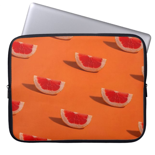 CAPA PARA NOTEBOOK TÊXTIL FLORAL BRANCO E LARANJA (Frente)