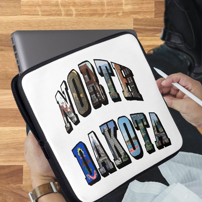 Capa Para Notebook Texto de Imagem de Dakota do Norte (North Dakota Picture Text Laptop Sleeve)