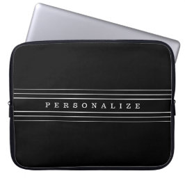 Capa Para Notebook Texto personalizado e faixas modernas | Preto e br