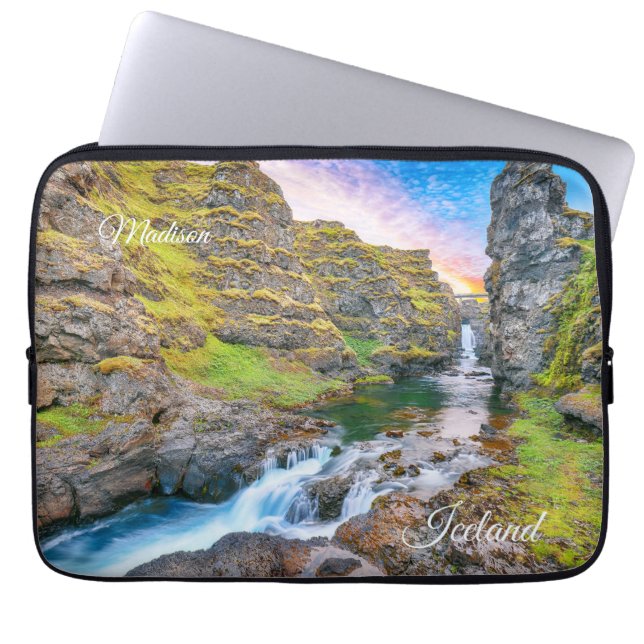 Capa Para Notebook Texto Personalizado Kolufossar Waterfalls, Islândi (Frente)
