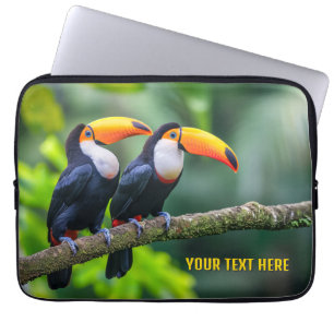 Capa Para Notebook Texto Personalizado Tucanos Tropicais