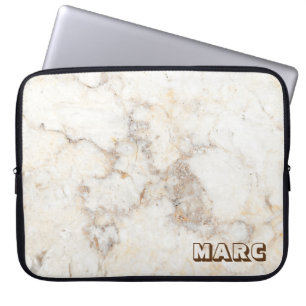 Capa Para Notebook Texto simples de mármore bege