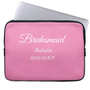 Capa Para Notebook Texto simples minimalista rosa para damas de honra