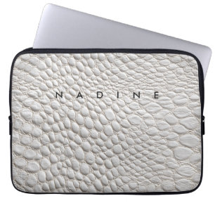 Capa Para Notebook textura de couro branco