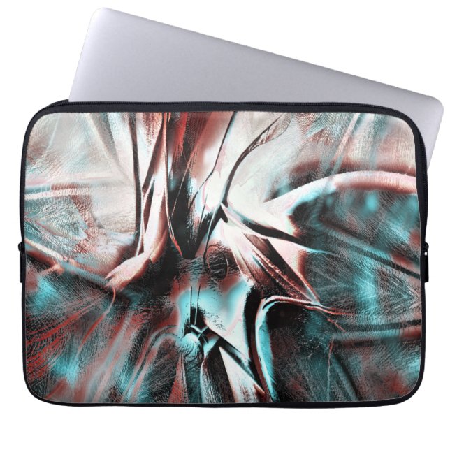 Capa Para Notebook textura de garoa cinzenta vermelha a azul (Frente)