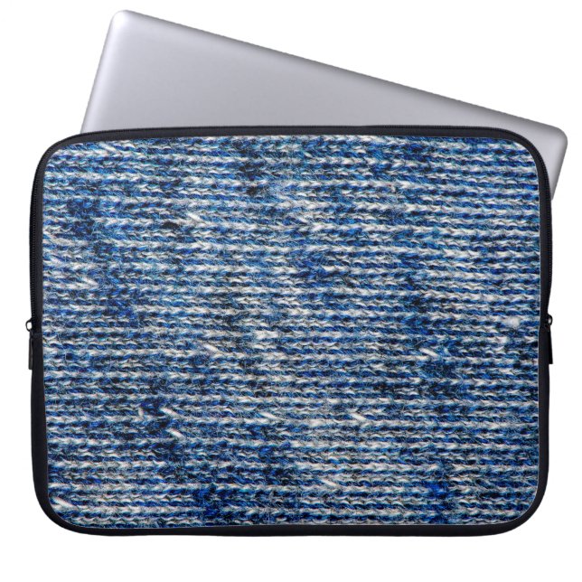 Capa Para Notebook Textura de lã de tricô azul (Frente)