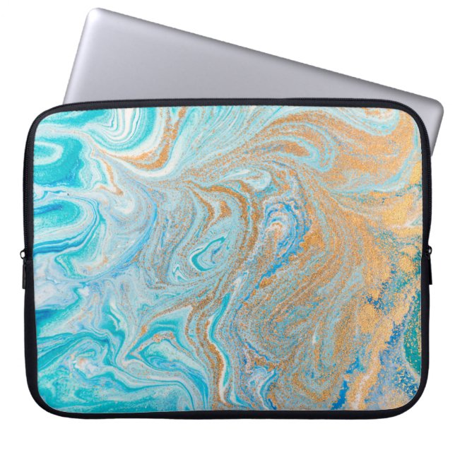 Capa Para Notebook textura de mármore azul abstrato (Frente)