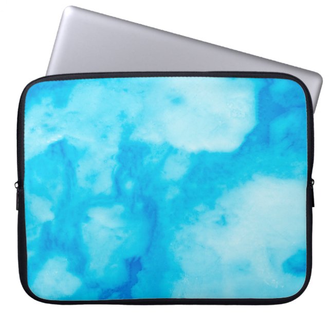 Capa Para Notebook Textura de mármore branco azul com padrão natural (Frente)