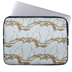 Capa Para Notebook Textura de Mármore Branco com Veias de Ouro Rachad