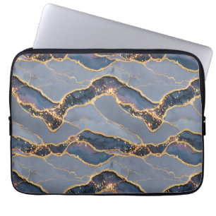 Capa Para Notebook Textura de Mármore Cinza Escuro Luxuoso com Veias
