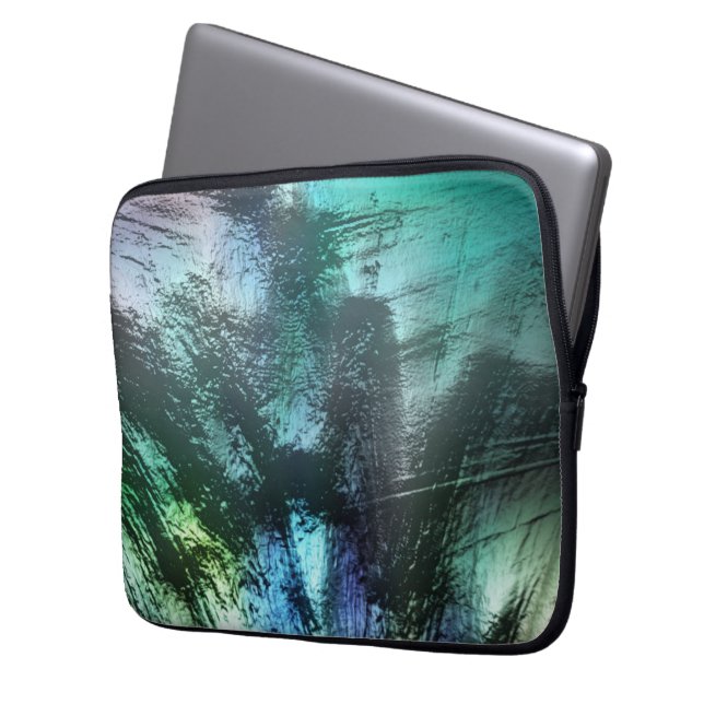 Capa Para Notebook Textura de rocha preta em ciano azul para cinza de (Frente Esquerda)