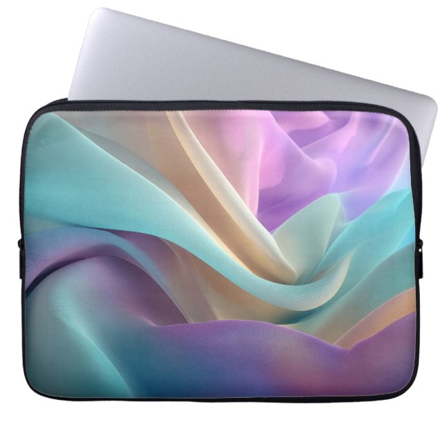 Capa Para Notebook Textura de Tecido Abstrato em Tons Pastéis (Frente)