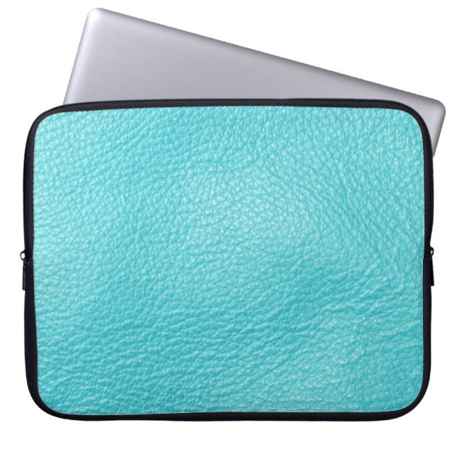 Capa Para Notebook Textura Elegante De Couro Turquesa (Frente)