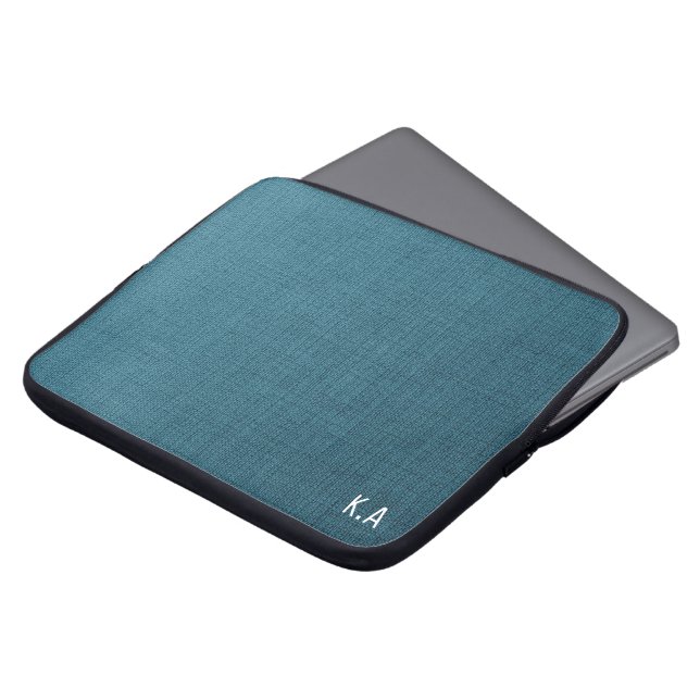 Capa Para Notebook Textura em linha azul profissional monograma (Frente Topo)