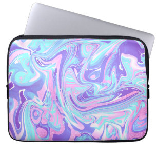 Capa Para Notebook Textura Líquida do Mármaco Azul e Roxo