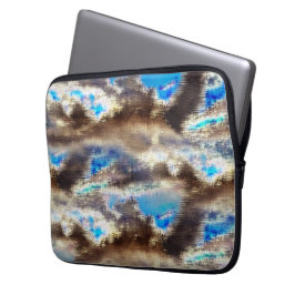 Capa Para Notebook Textura manchada azul e castanha numa lenhosa áspe