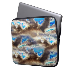 Capa Para Notebook Textura manchada azul e castanha numa lenhosa áspe